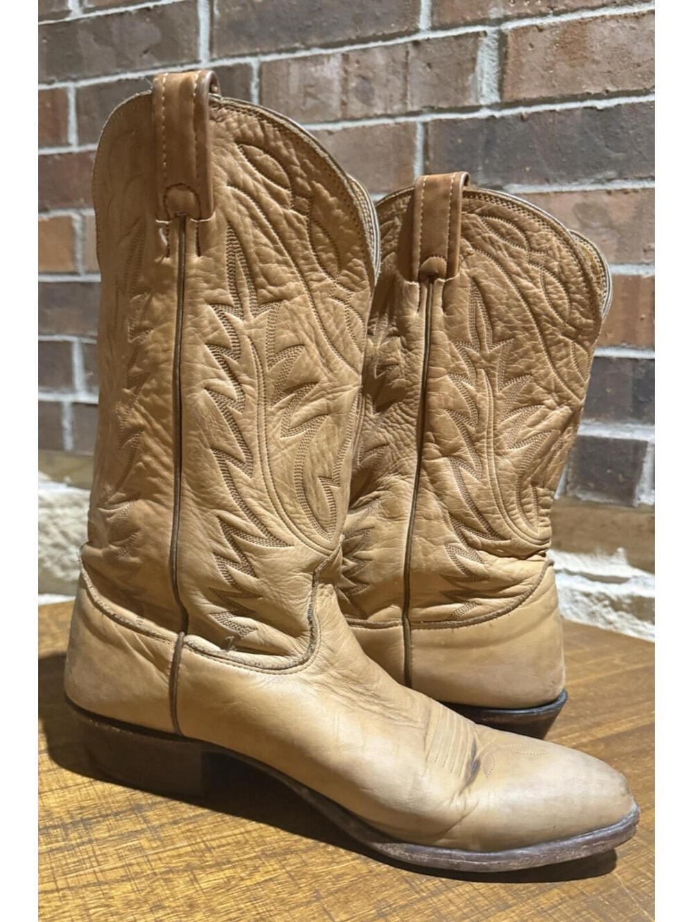 Vintage Nocona Men’s 9.5D Tan Leather Western Cowboy Boots Soft Leather